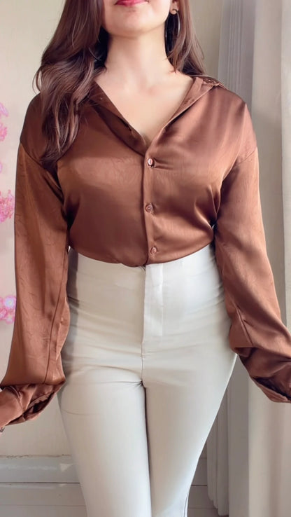 Brown Luxe Sheen Shirt