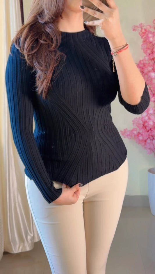 (Size-Free Size) Ribbed Top-  R461