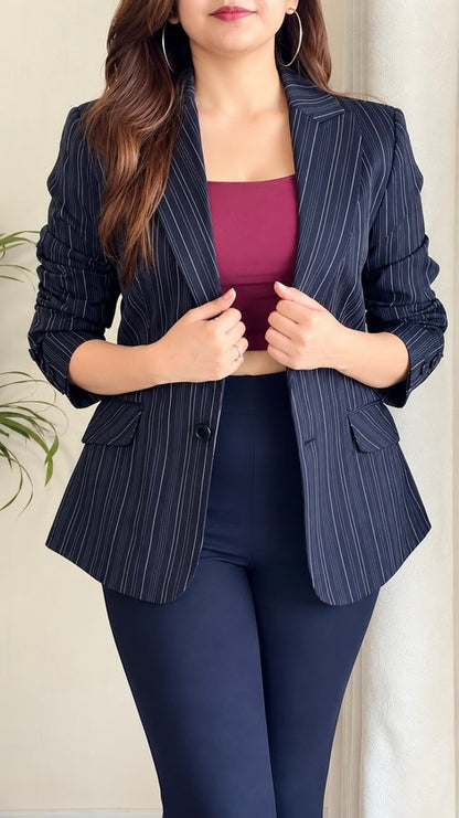 Black Stripe Premium Blazer-B-55