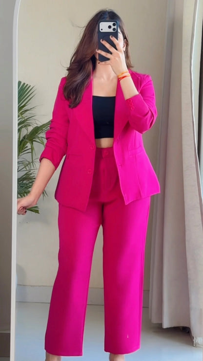 Fuchsia Pink Tailored Blazer Co-ord Set