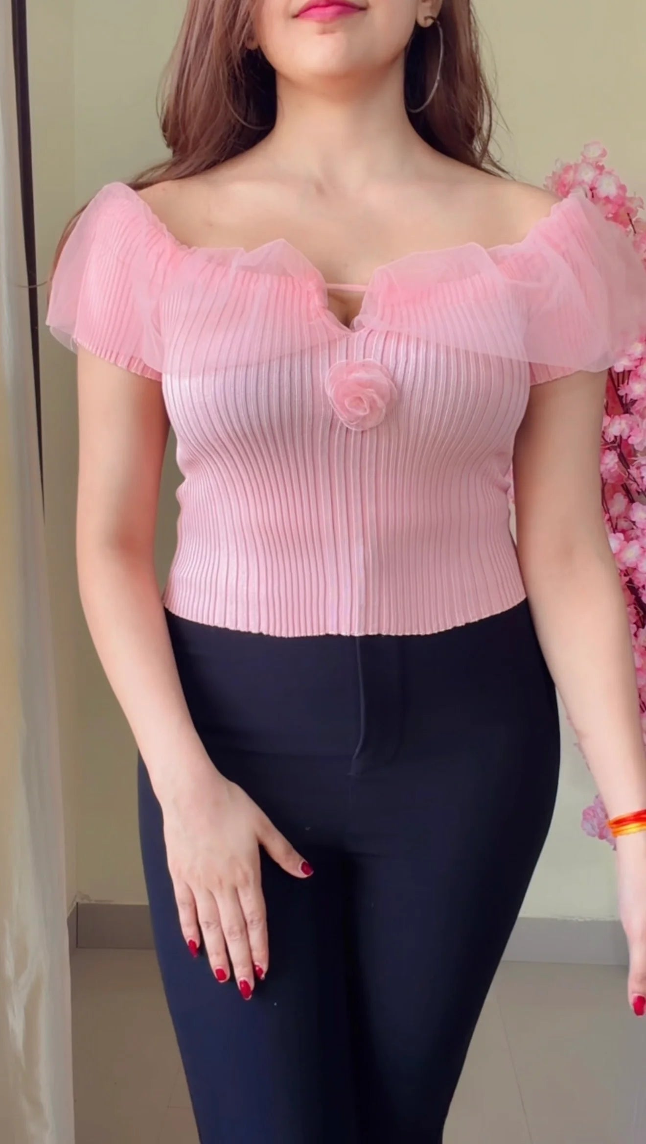 Ruffle Neck Peplum Top