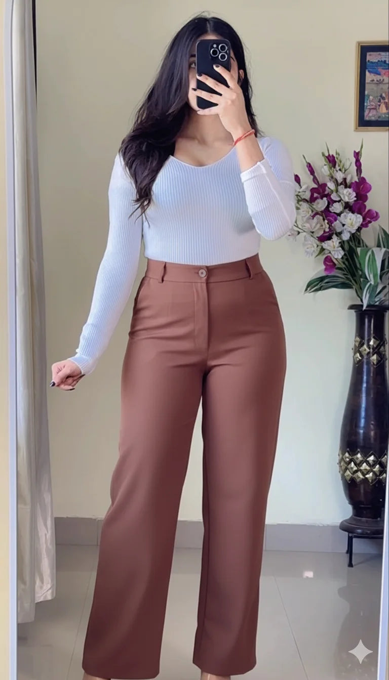 Tan Brown Straight Fit Trouser- PO3