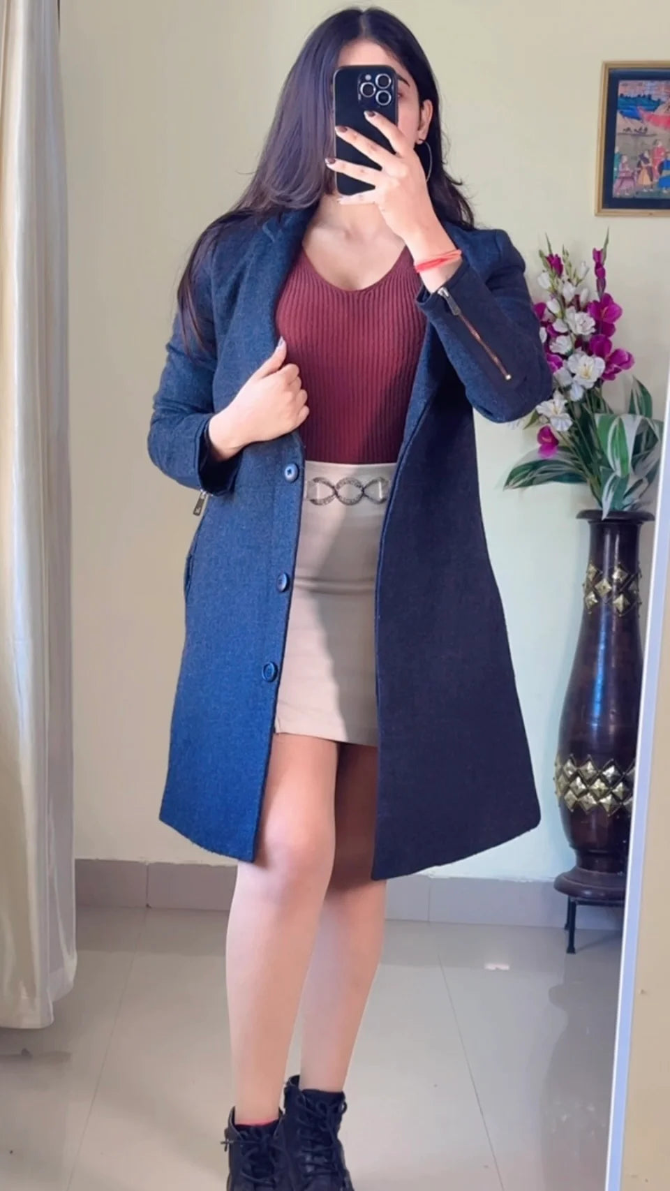 (Size-S) Grey Winter Coat- WO181