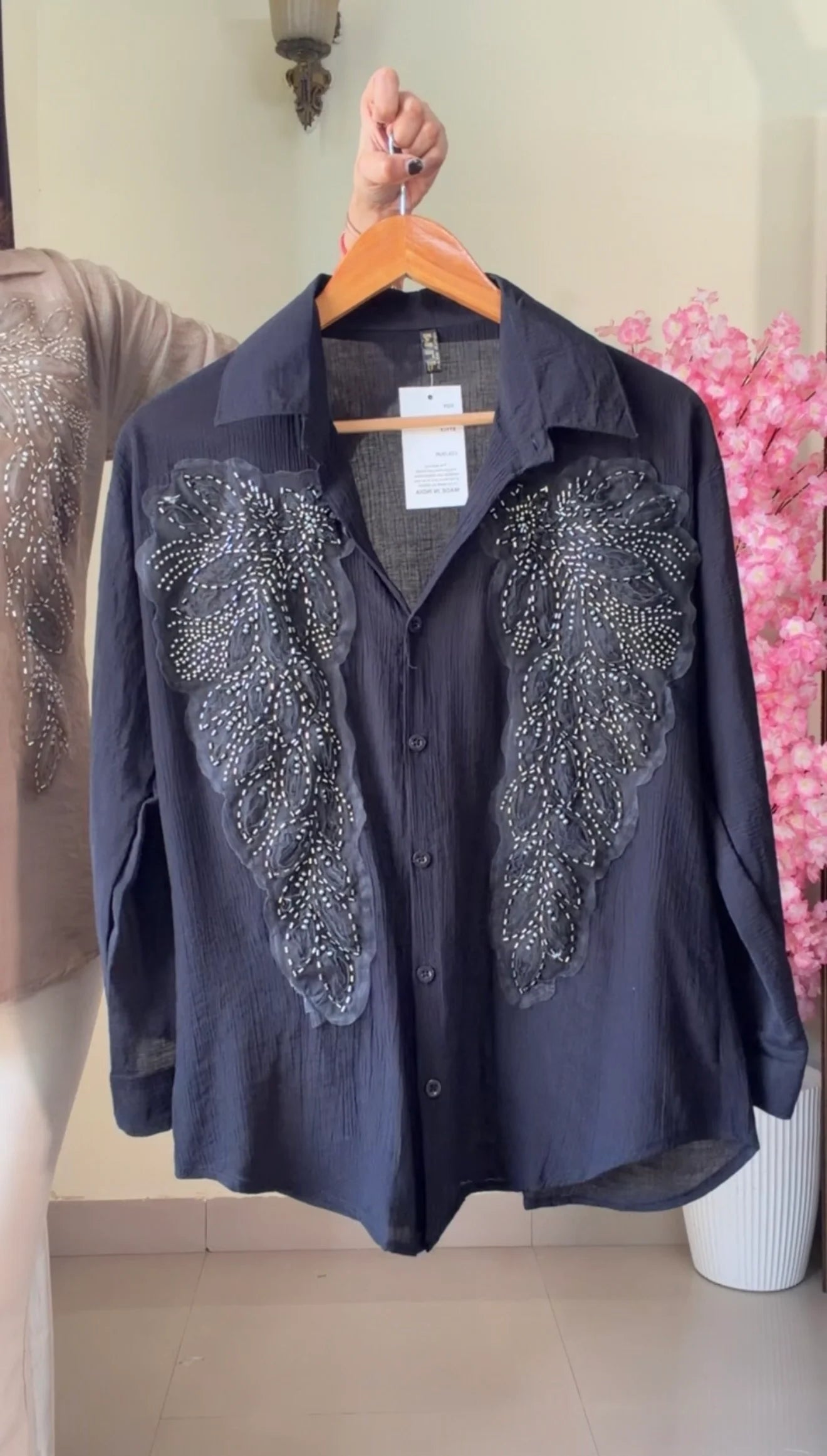 Black leaf Embroidered Premium Shirt