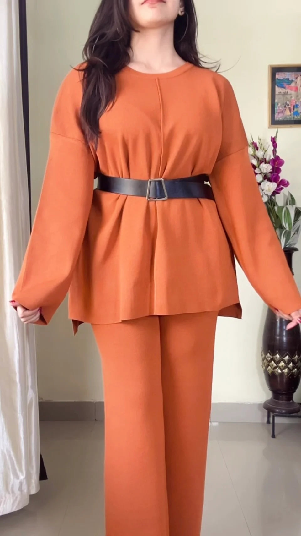 2-Set Winter Co-ord Set With Belt