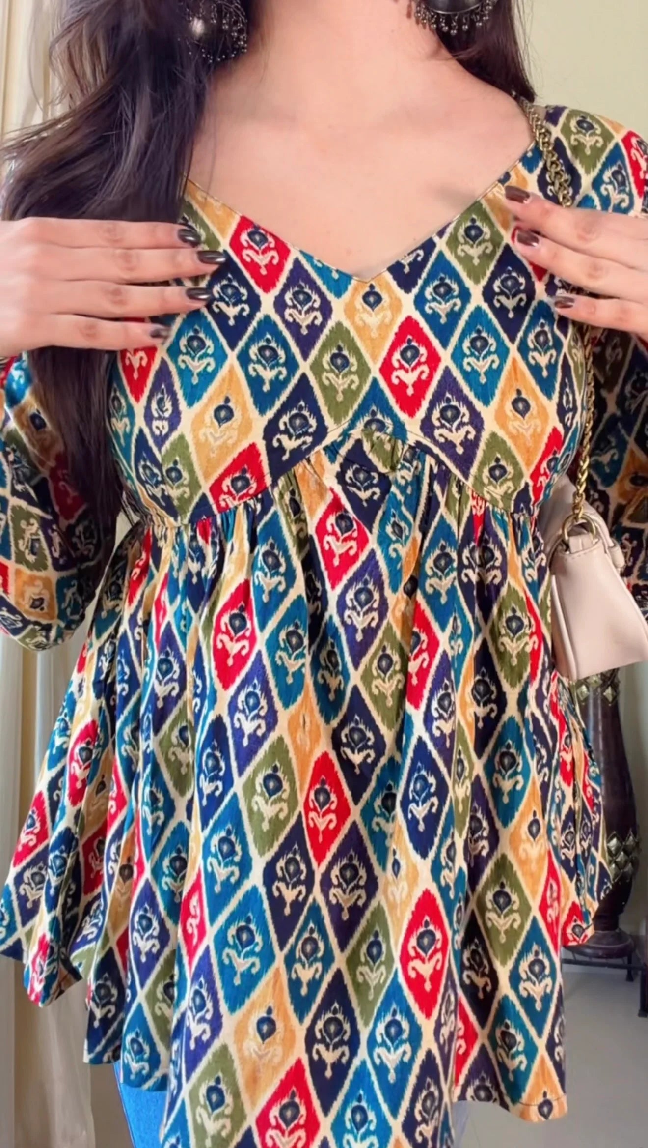 Jaipuri Print  Flared Short Kurti