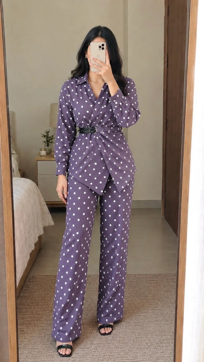 Polka Dot Waist-Defining Co-ord Set