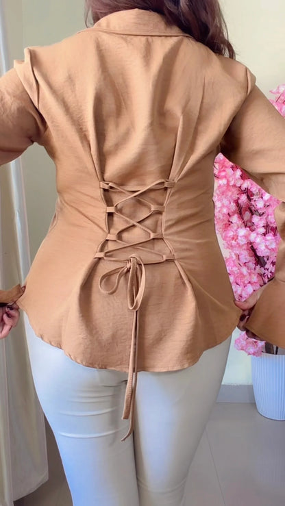 Premium Corset Back flared Sleeves Shirt