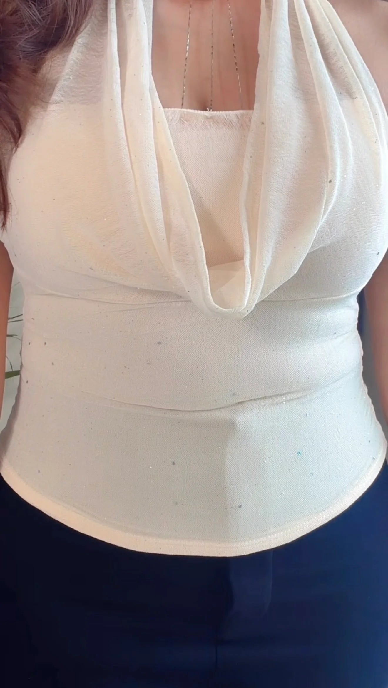 Celeste Cowl Neck Padded Halter Top
