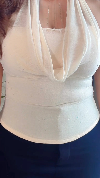 Celeste Cowl Neck Padded Halter Top