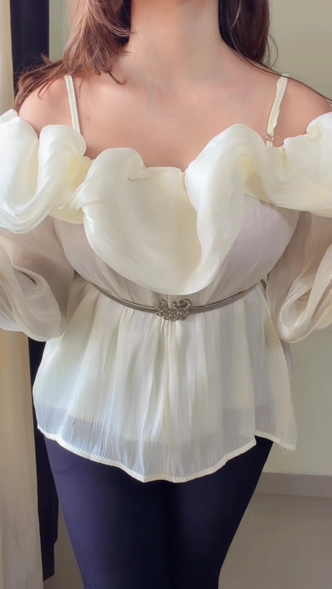 Crimson Ruffle Luxe Top