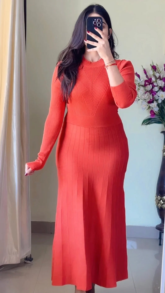 (Size-S to M) Pretty Ribbed  Dress- DO22