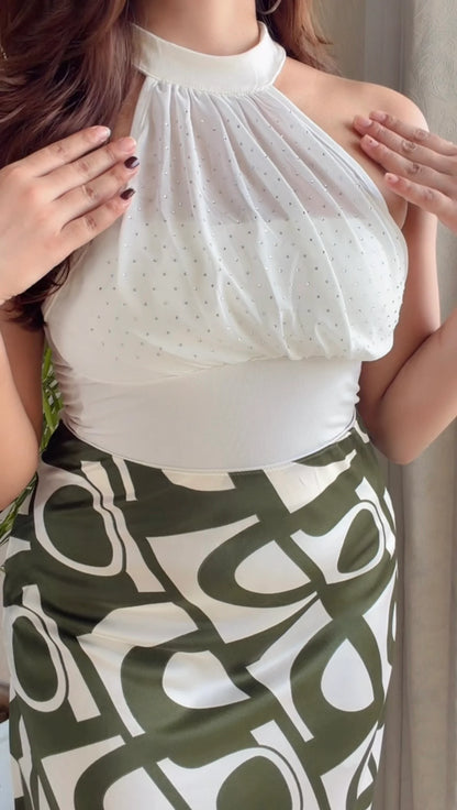 Luxe Bloom Coord Set (Egg White & Green)
