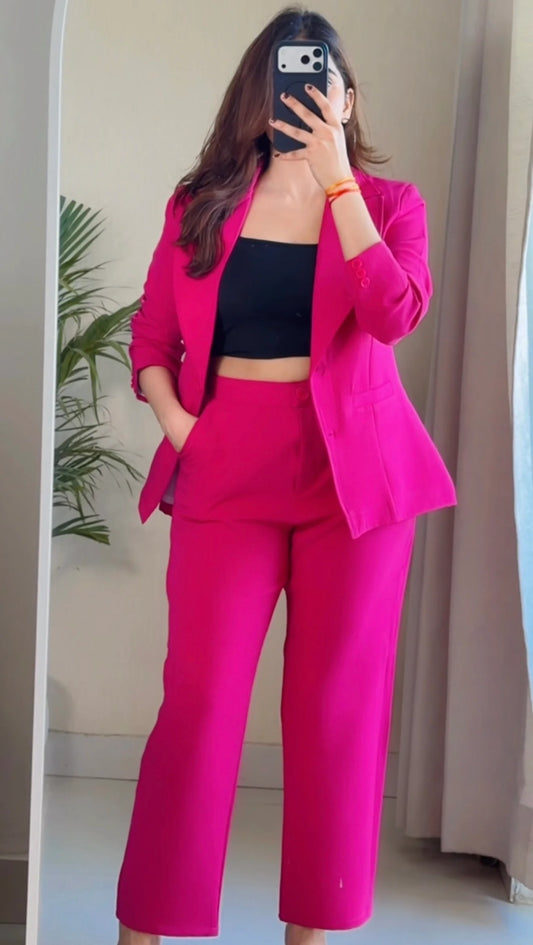 Fuchsia Pink Tailored Blazer Co-ord Set