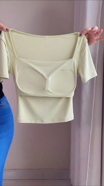 Pistachio Green Draped in-Built Padded Top