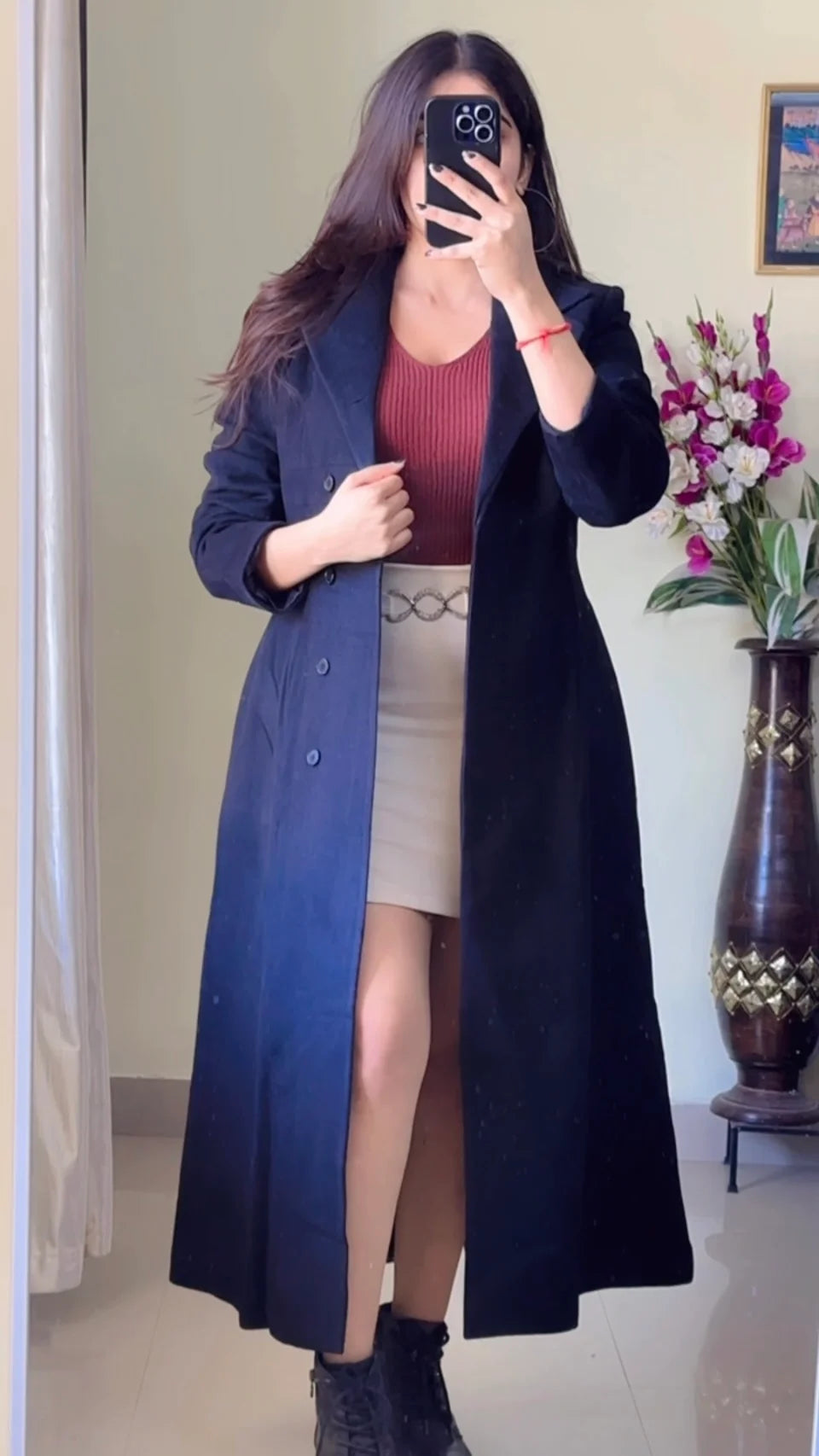 (Size-S to M) Black Winter Coat- Wo155