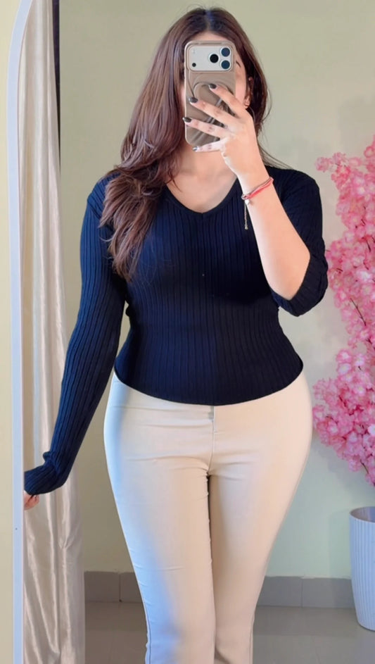 (Size-L to XL ) Ribbed Top-  R465
