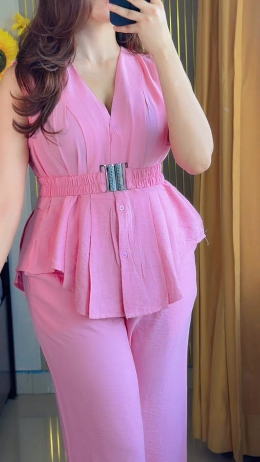 Premium linen Airport look Co-ord set