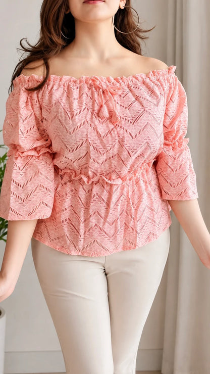 Lace Off-Shoulder Peplum Top