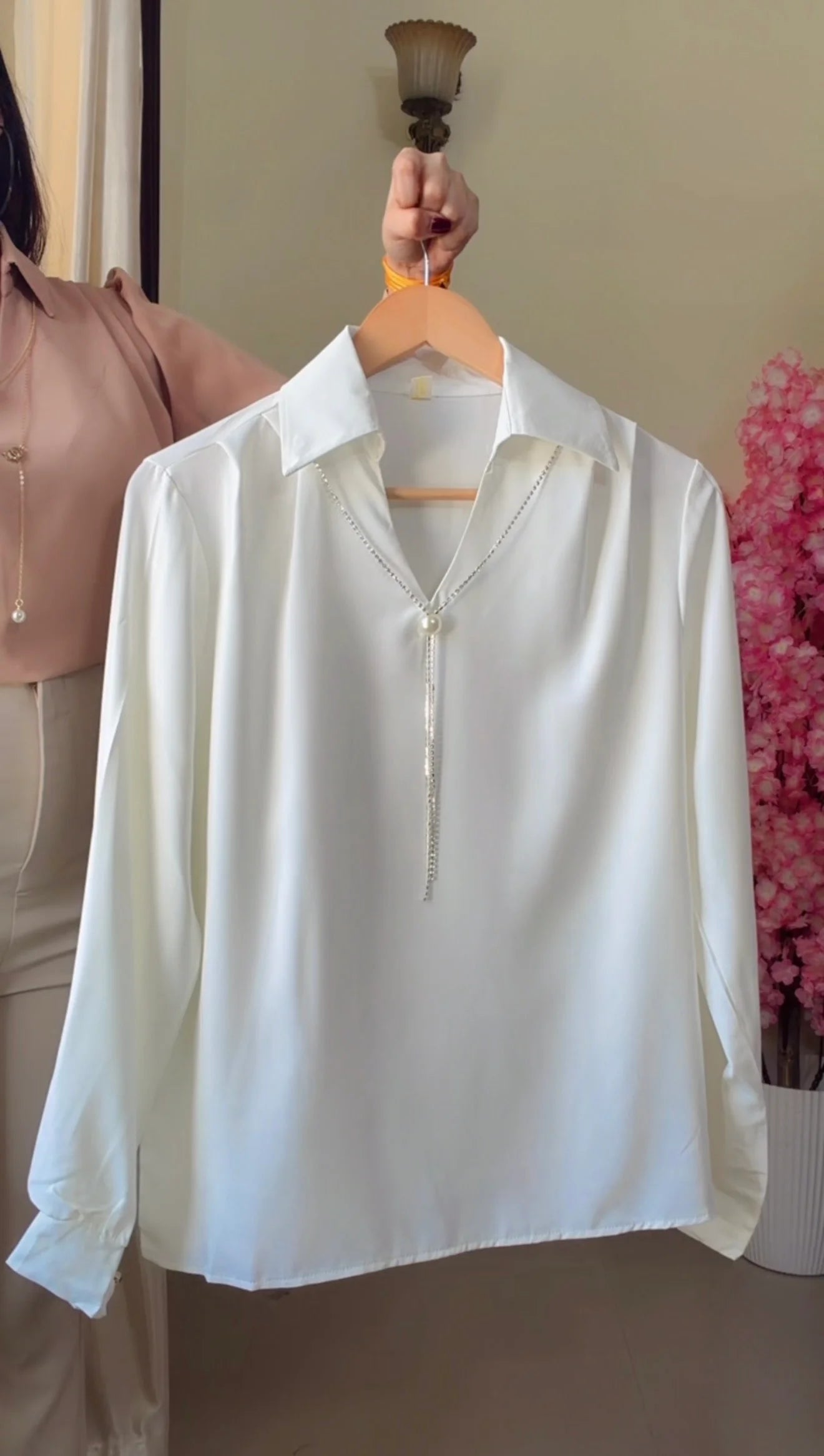 White Pearl Tie Shirt