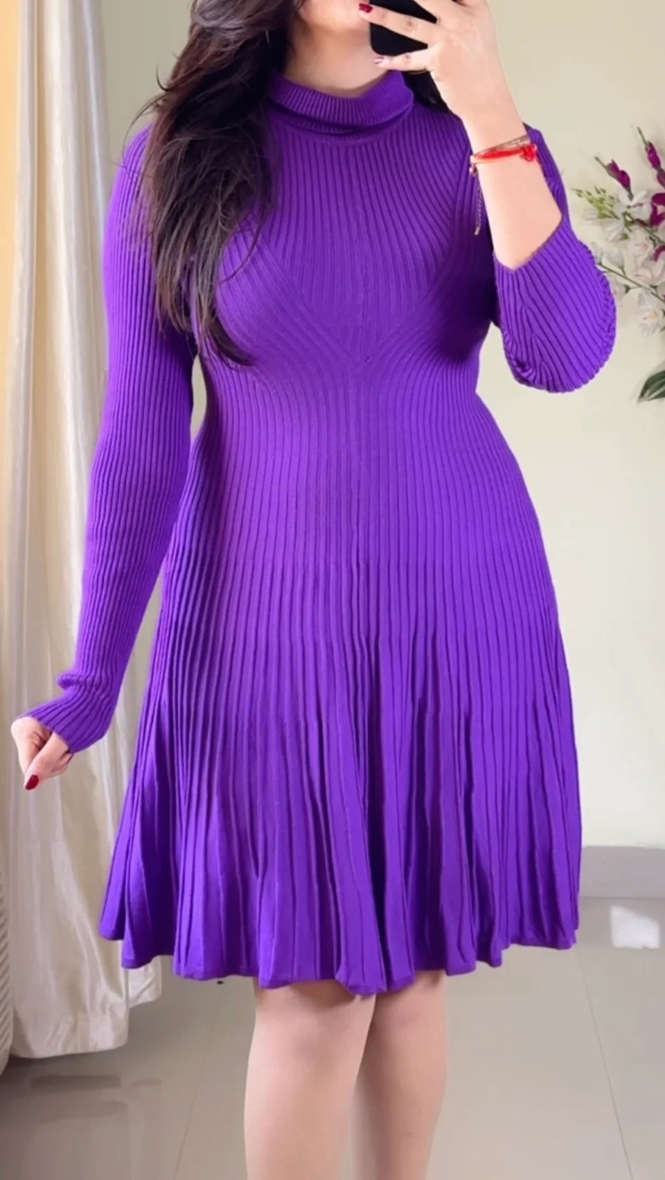 (Size- M to L) Classy Ribbed Dress- DO07