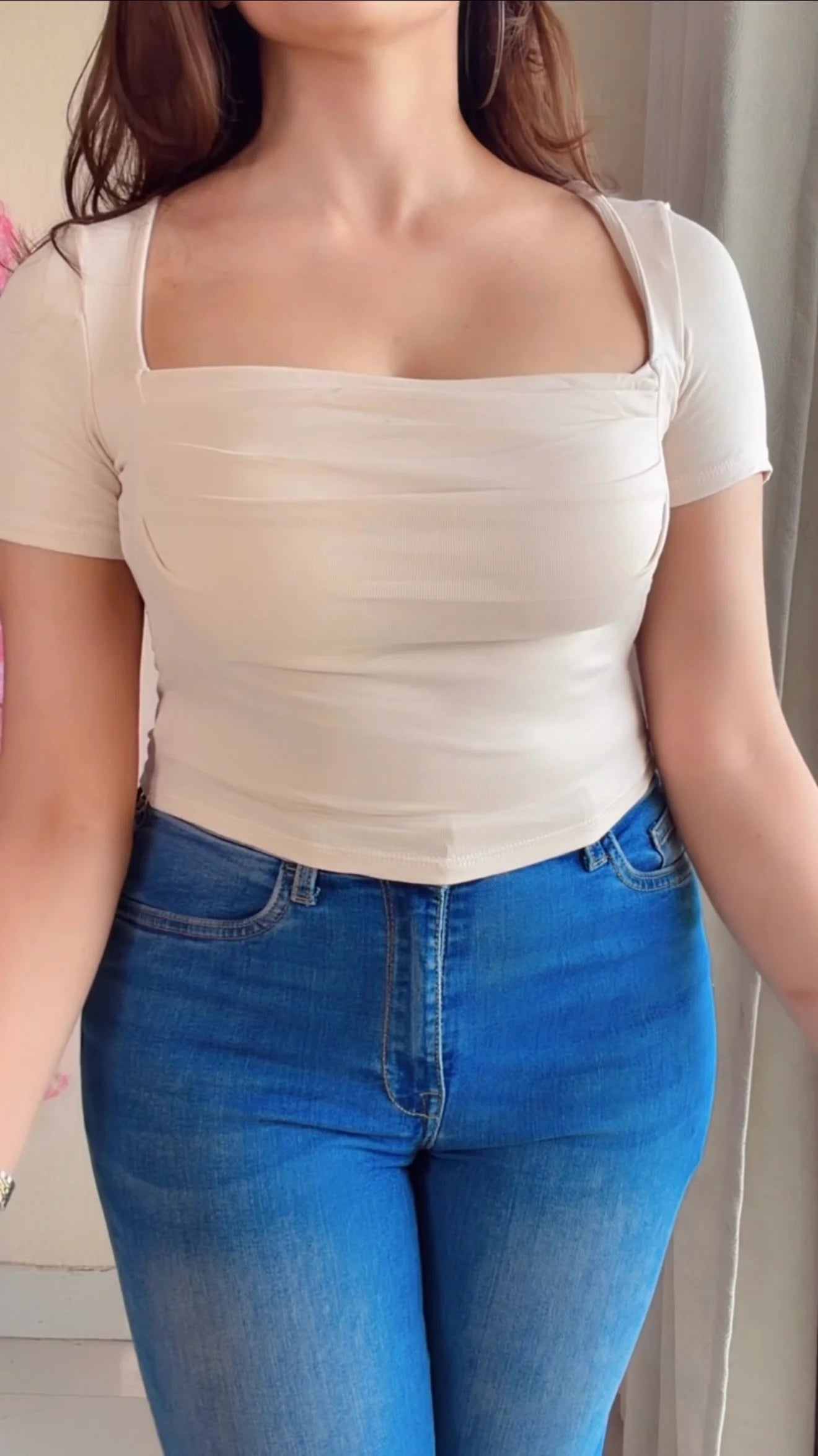 Egg White Draped in-Built Padded Top