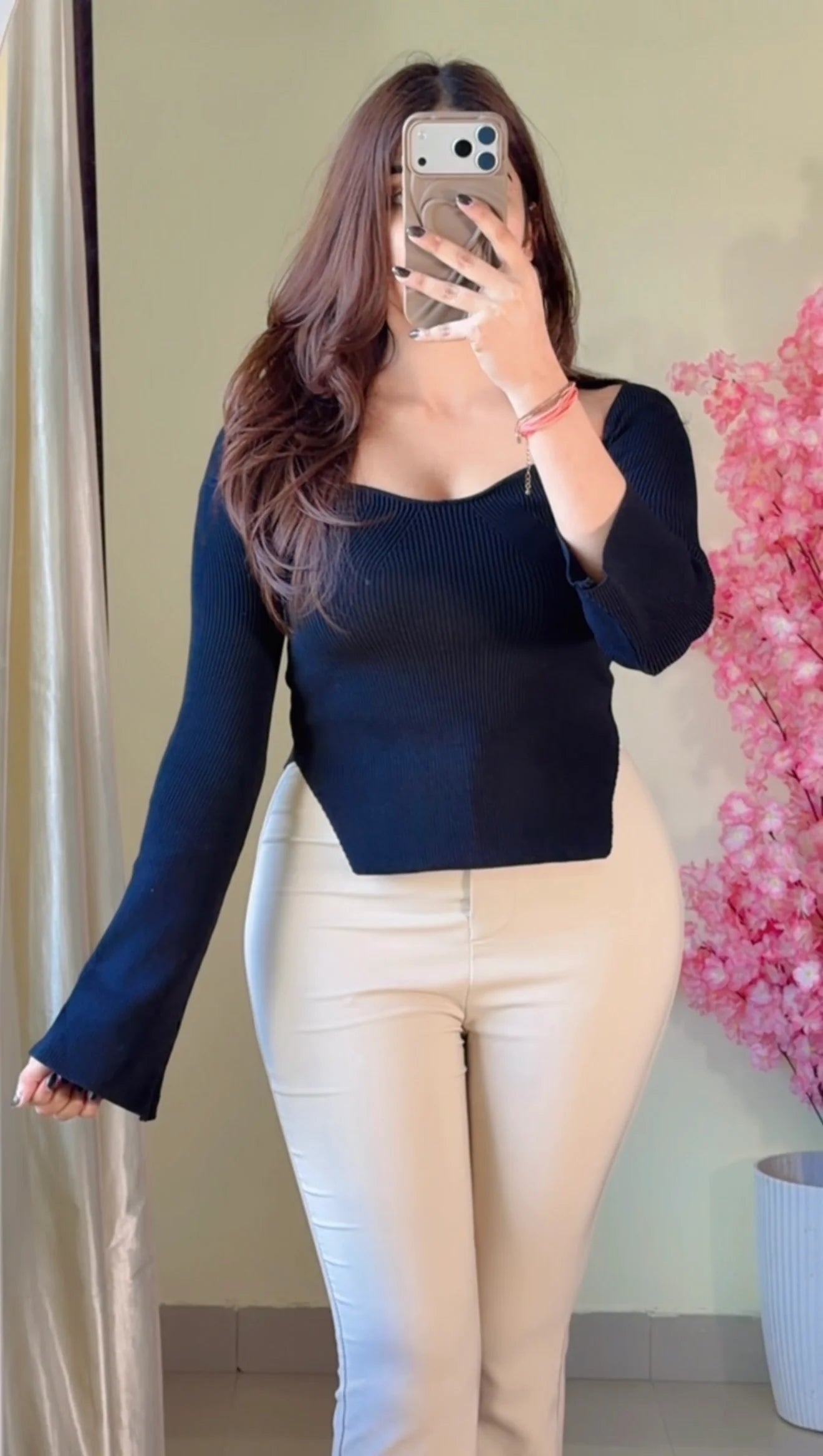 (Size-Xs to S) Premium Ribbed Top-  R464