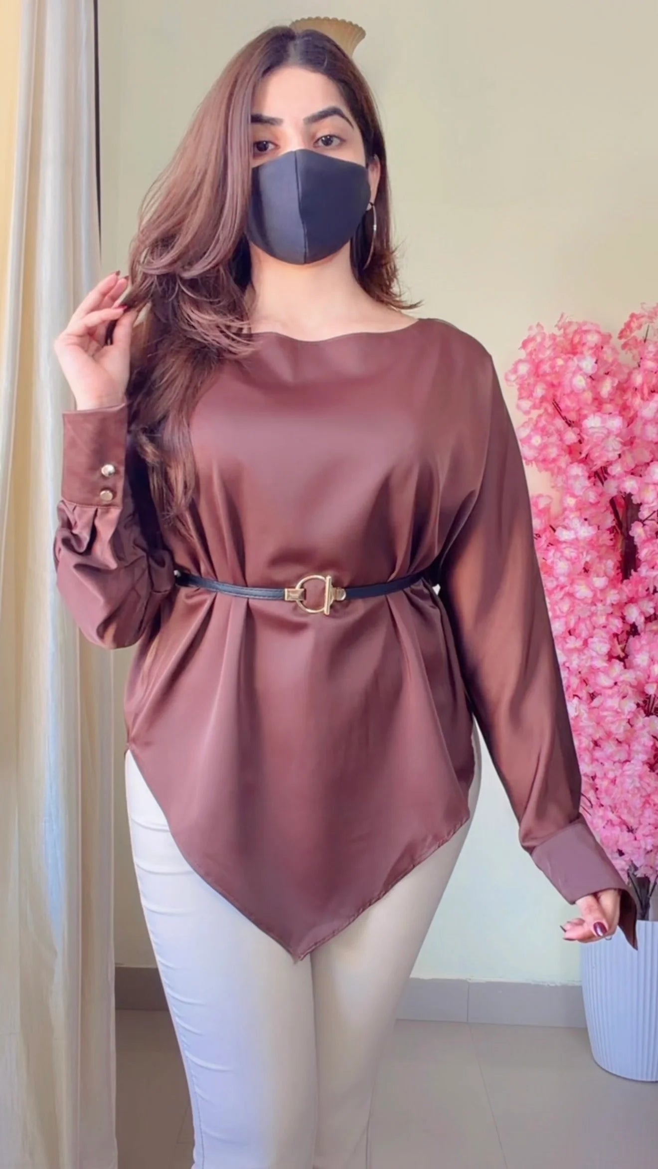 Premium Diva Drape Asym Top with Belt