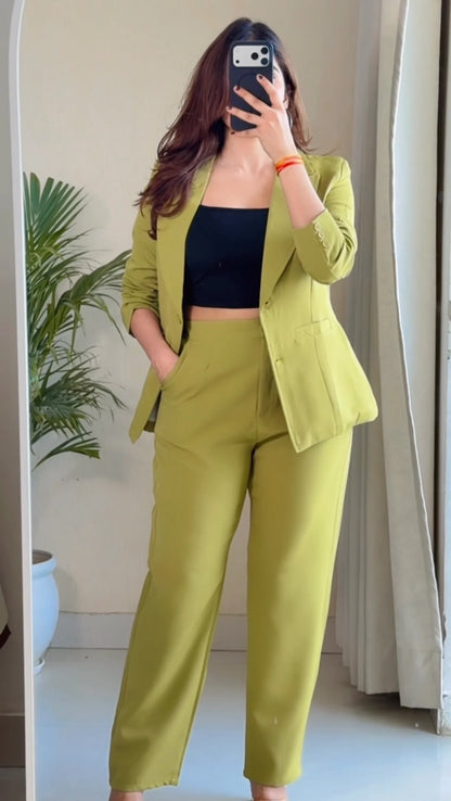Pistachio Green Tailored Blazer Co-ord Set