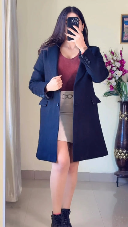 (Size-S to M) Black Winter Coat- Wo183