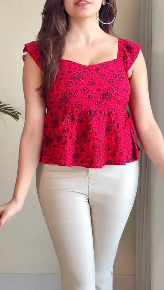 Printed Peplum Top