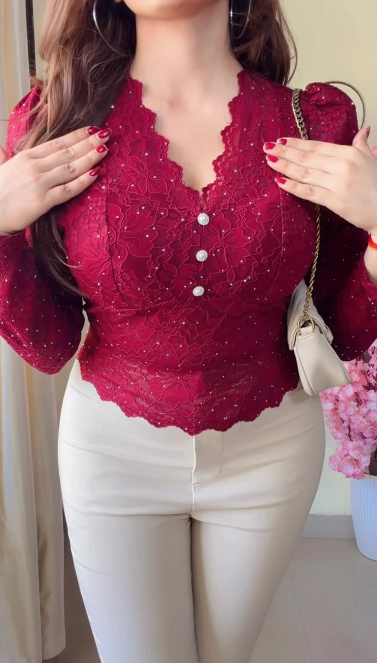 Padded Scarlet Lace Royale Top