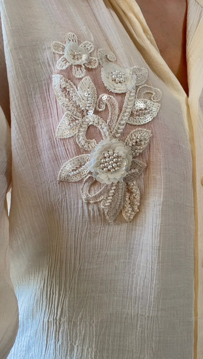Ivory leaf Embroidered Premium Shirt