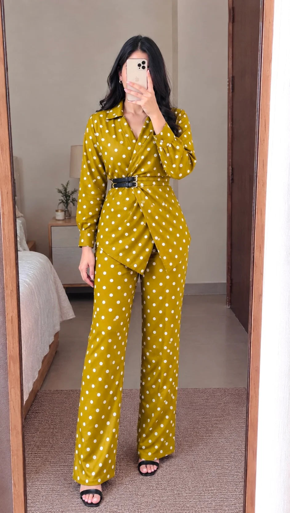 Polka Dot Waist-Defining Co-ord Set