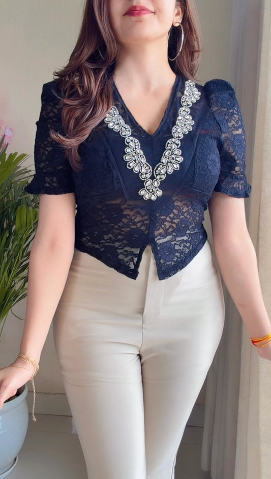 Crystal Studded Padded Top