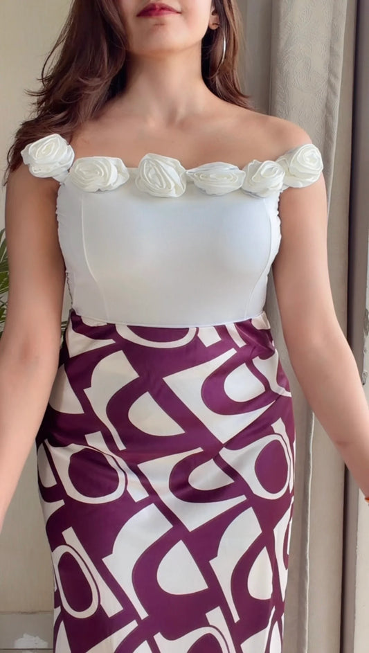 Rosette Muse Coord Set (Egg White & Deep Purple)
