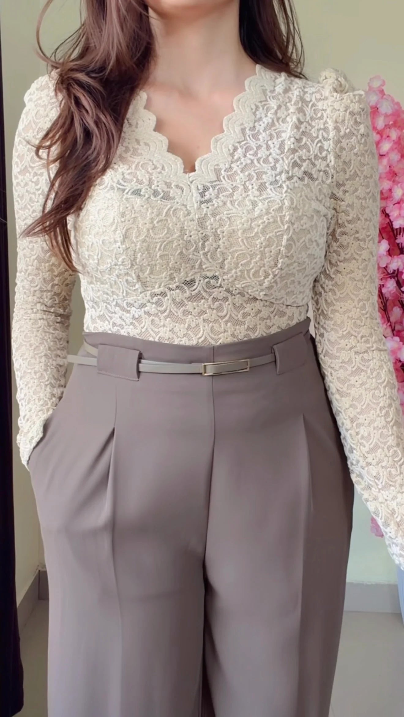 Mocha Taupe Tailored Trouser + Belt