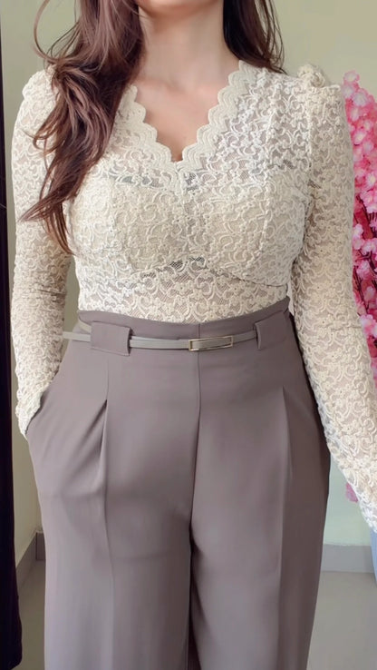 Mocha Taupe Tailored Trouser + Belt