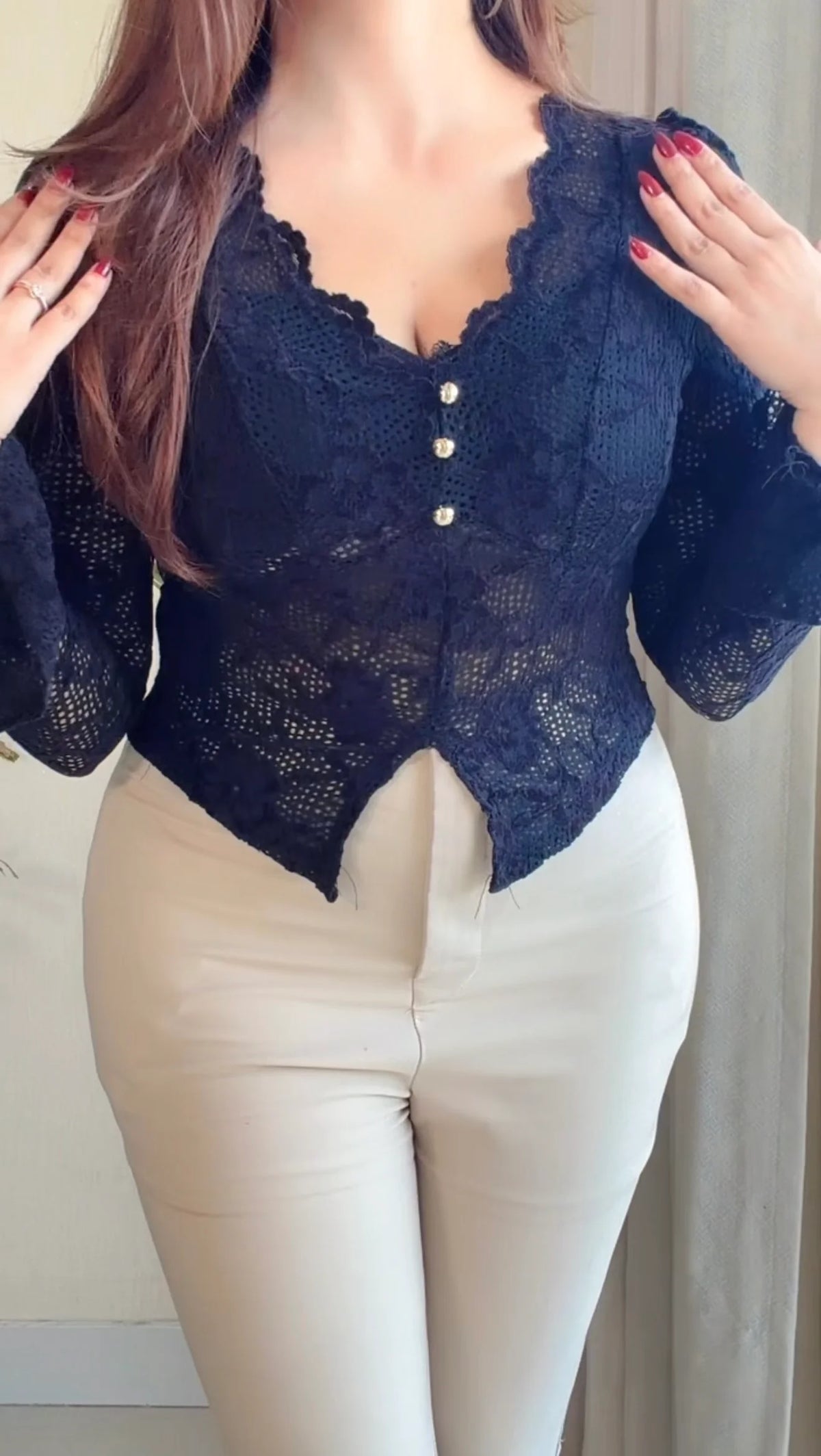Padded Lace Ruffle Top