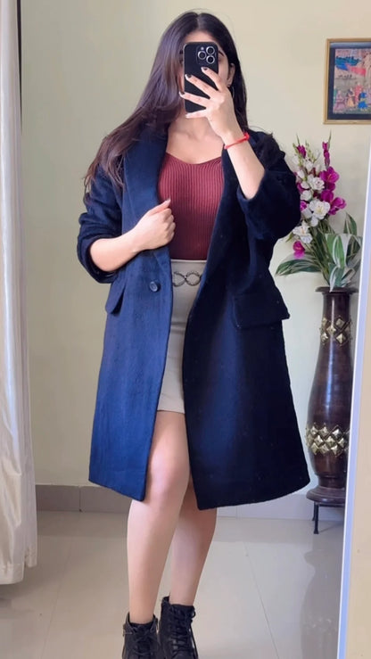 (Size-M to L ) Black Winter Coat ) - Wo163)