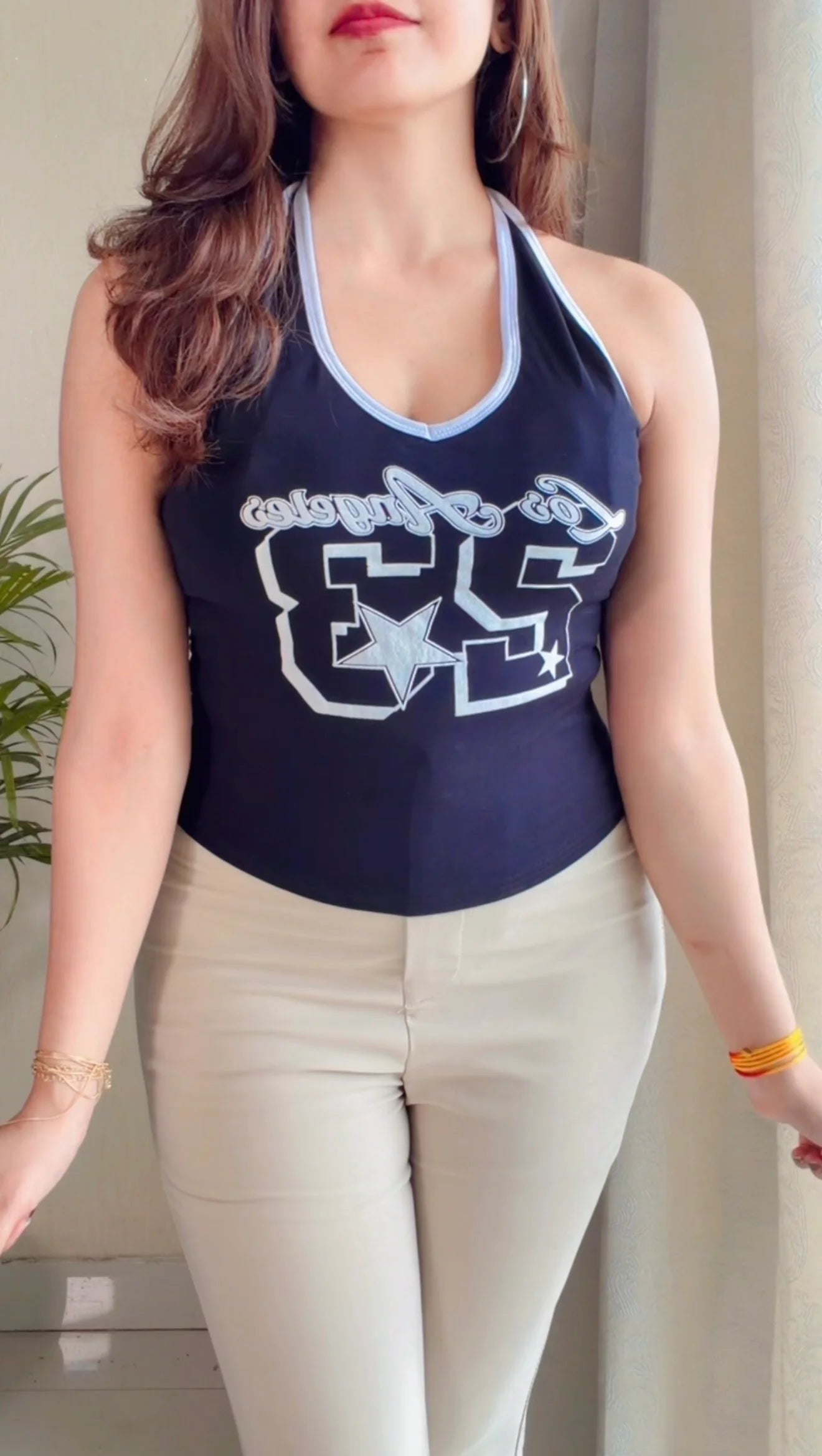 Y2K printed halter top