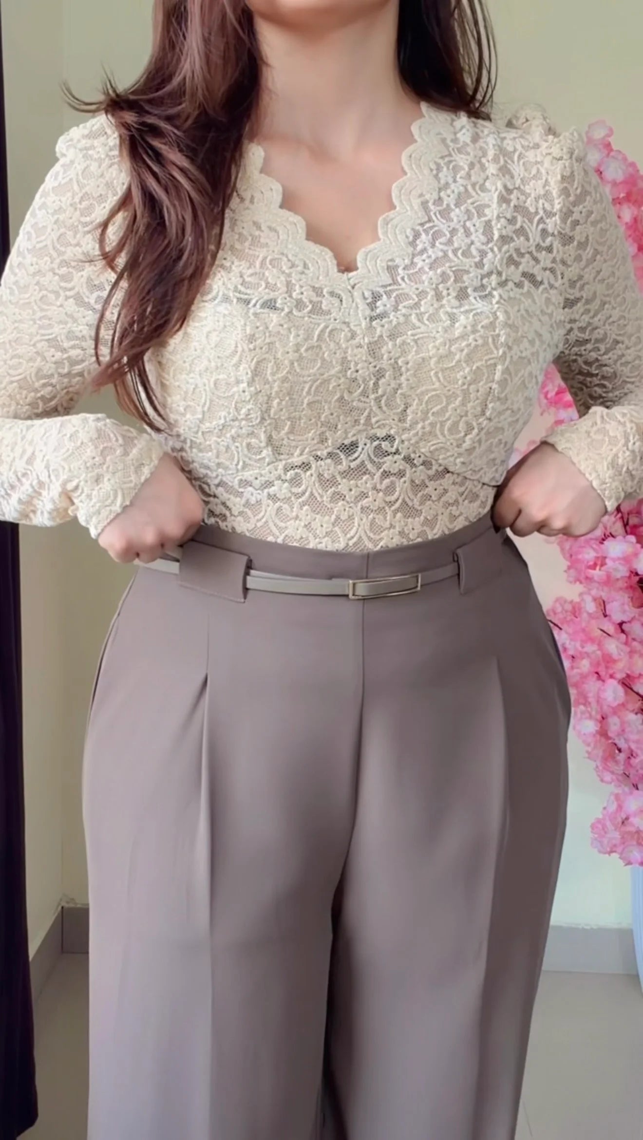 Mocha Taupe Tailored Trouser + Belt