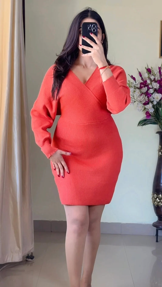 (Size-S to M) Pretty Ribbed  Dress- DO23