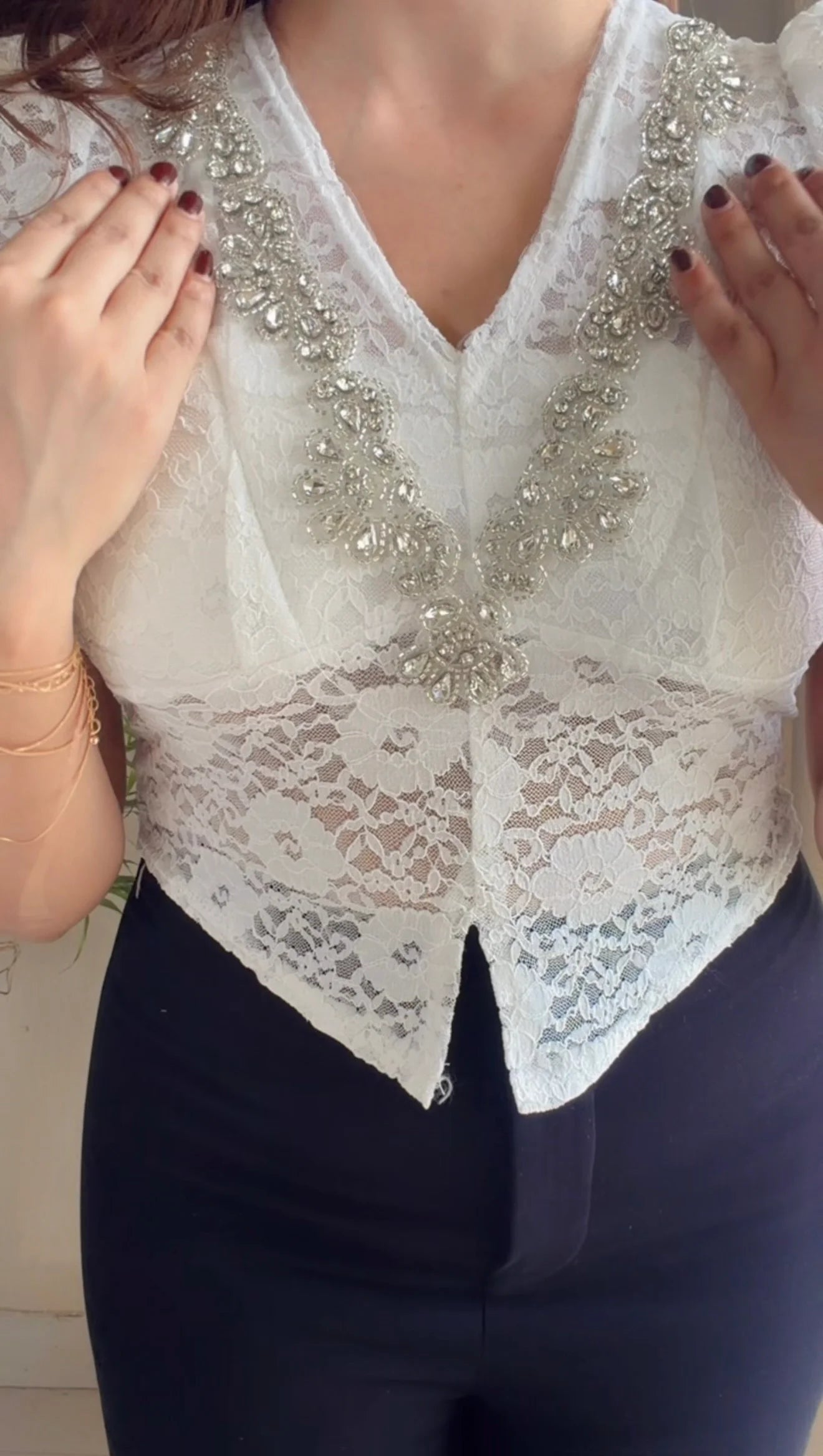 Crystal Studded Padded Top