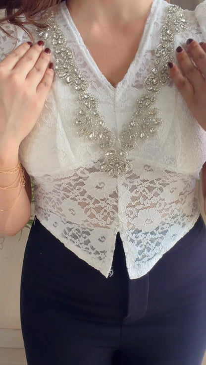 Crystal Studded Padded Top