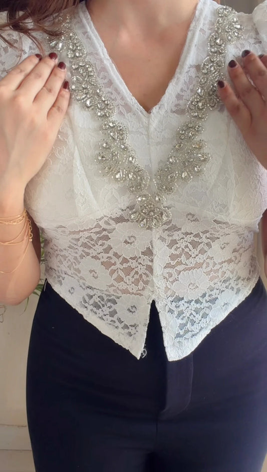 Crystal Studded Padded Top