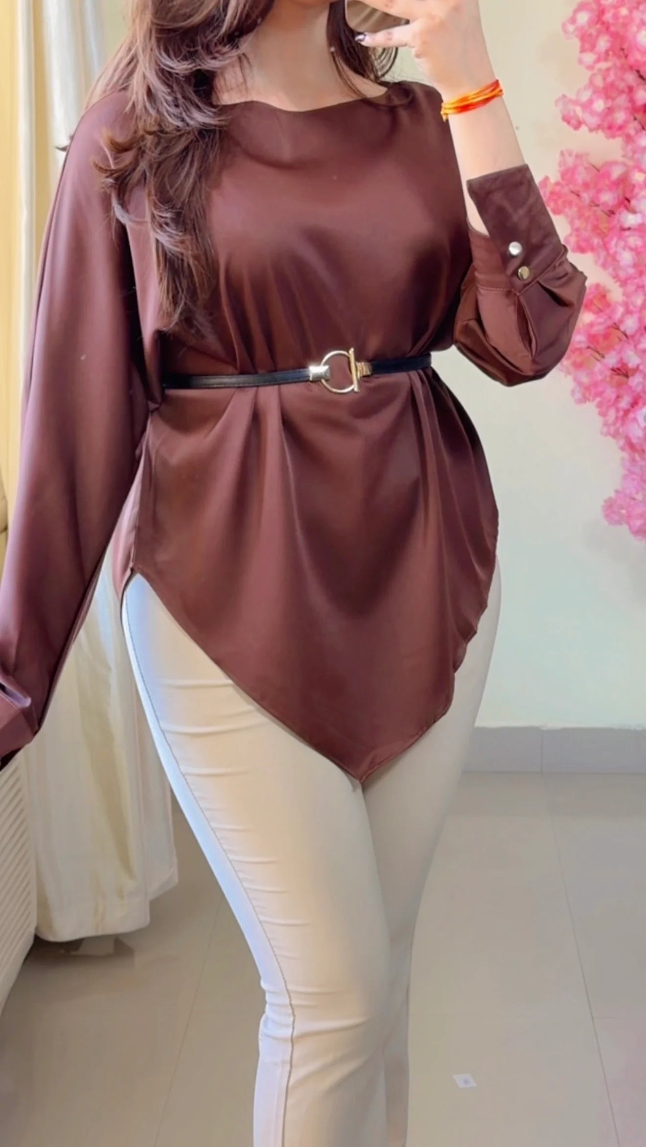 Premium Diva Drape Asym Top with Belt