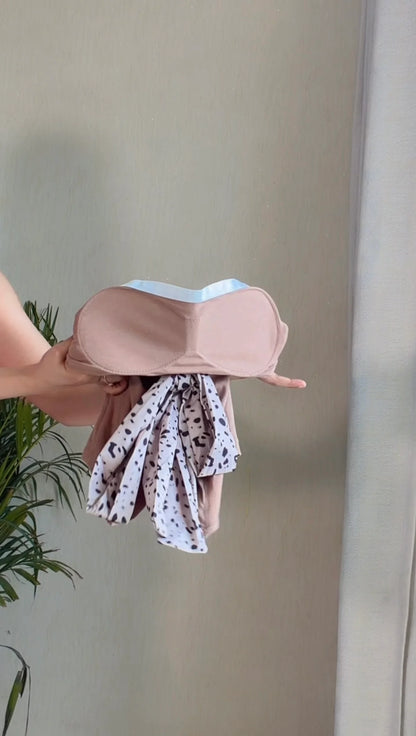 Blush Nude Bow Scarf Padded Tie Top