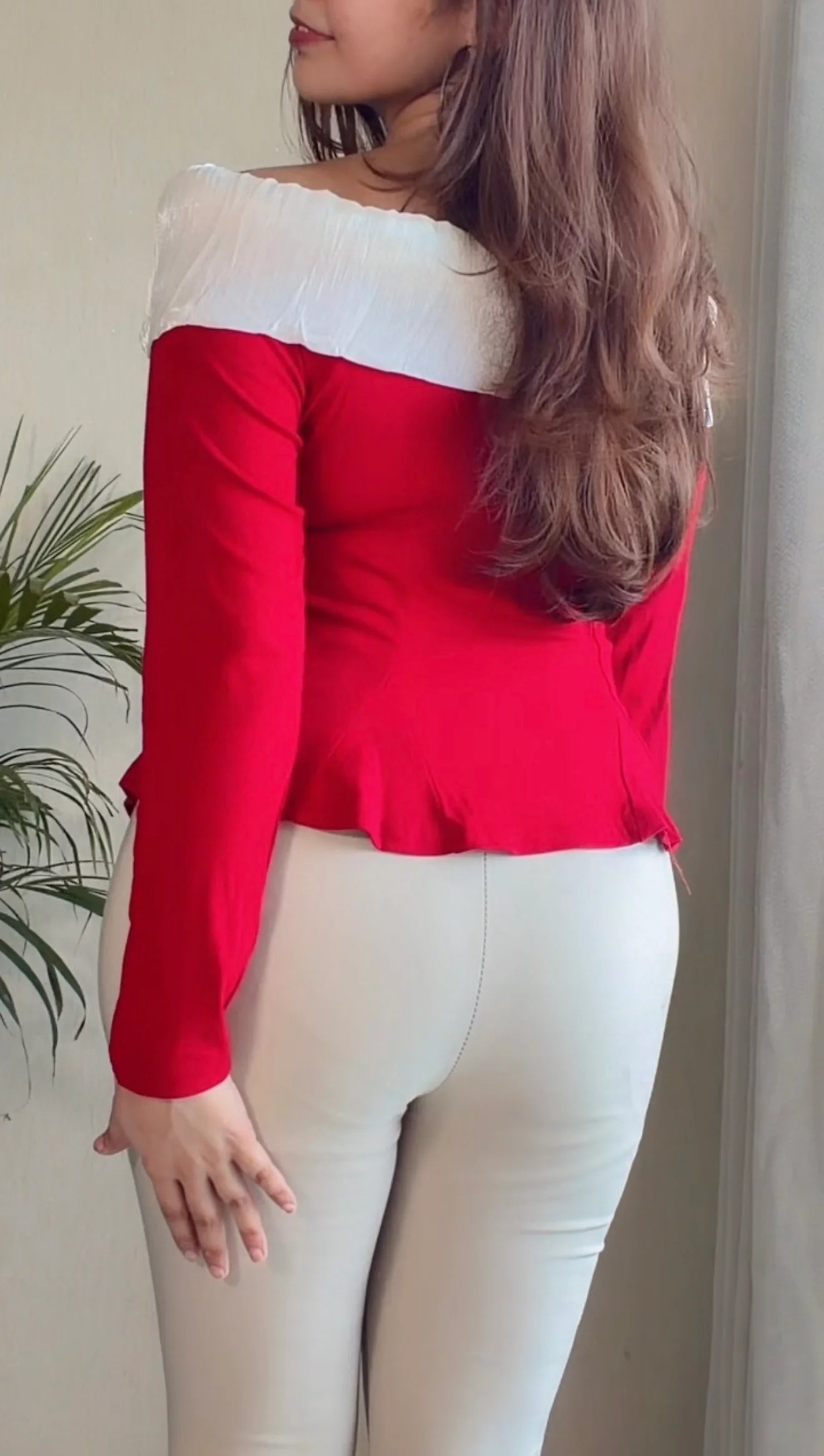 Ruffle Neck Peplum Top