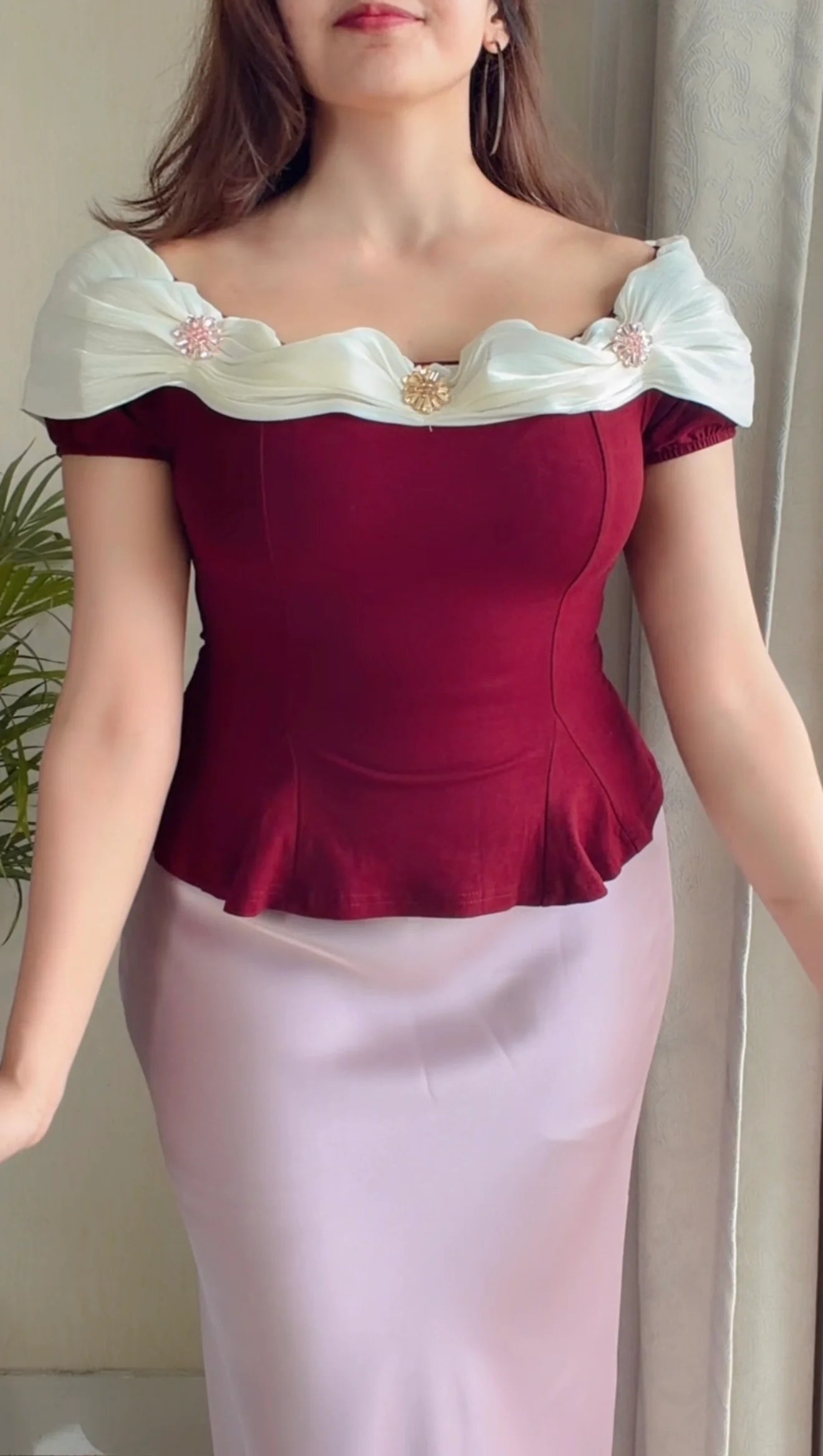 Chic Element Coord Set (Cherry Red & Soft Lilac )